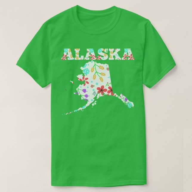Camiseta Alaska Map Floral (Frente do Design)