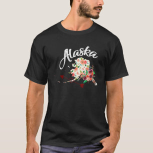 Camiseta Alaska Map Flower Alaska AK Map Girl Kids
