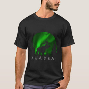 Camiseta Alaska Moose Aurora Borealis Paisagem do Alasca Sc
