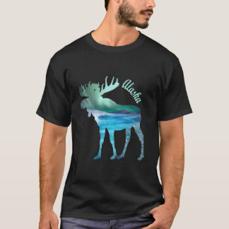 Camiseta Alaska Moose Keepsake Alaskan Northern Lights