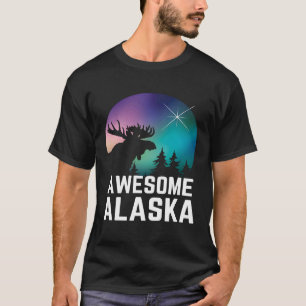 Camiseta Alaska Moose Norte Aurora Borealis Alask