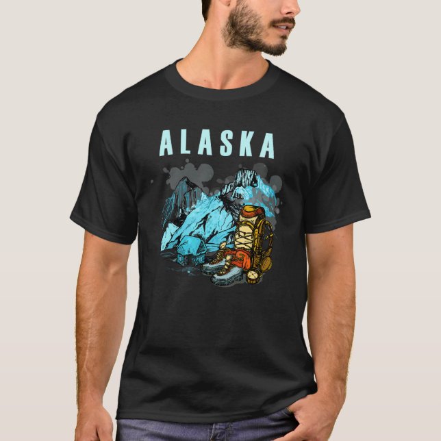 Camiseta Alaska Mountains and Hikers Tourism vacation outfi (Frente)