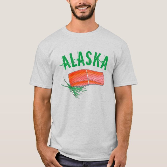 Camiseta ALASKA Peixes Selvagens do Alasca Salmão Filete Co (Frente)