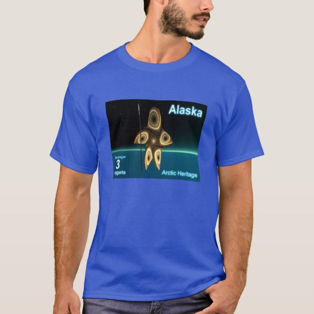 Camiseta Alaska Postage - Fractal Inuit Hunter (Frente)