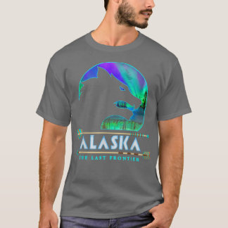 Camiseta Alaska State Alaskan Wolf with Aurora Borealis Sno