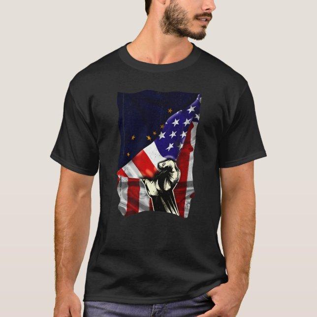 Camiseta Alaska State Flag Distressed US American Patriotic (Frente)