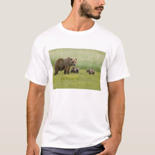 Camiseta Alaskan Brown Bear Sow e três Cubs, Ursus