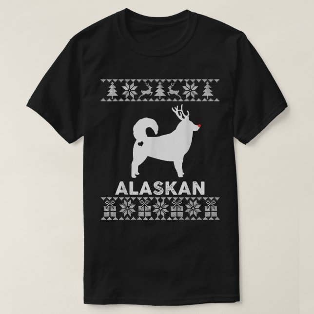 Camiseta Alaskan Dog Lover Christmas Reindeer Ugly Christma (Frente do Design)