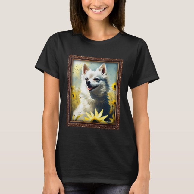 Camiseta Alaskan Klee Kai Painting Sunflower Flower Mom Wom (Frente)