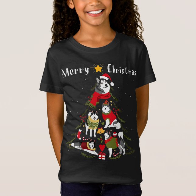 Camiseta Alaskan Malamute Árvore de Natal Xmas Lover (Frente)