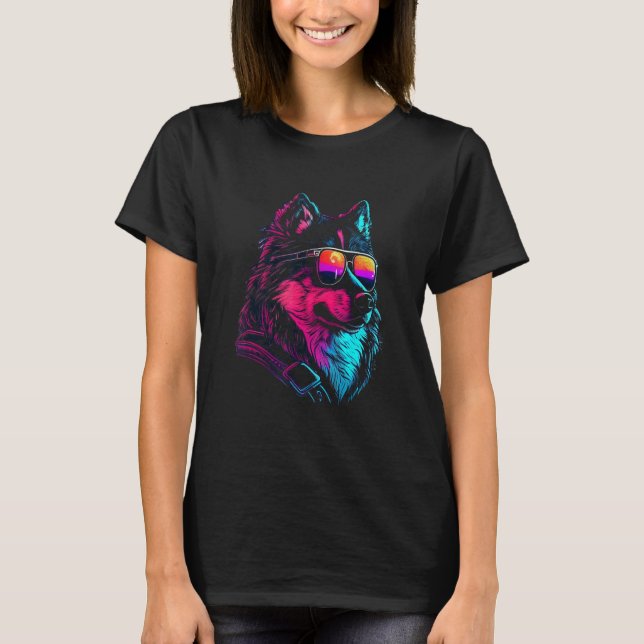 Camiseta Alaskan Malamute Dog owner Vaporwave Notorious DJ (Frente)