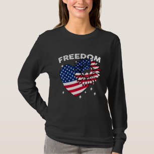 Camiseta Alaskan Malamute Dog Sunflower Heart American Flag