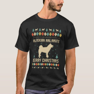 Camiseta Alaskan Malamute Funny Ugly Sweater Retro