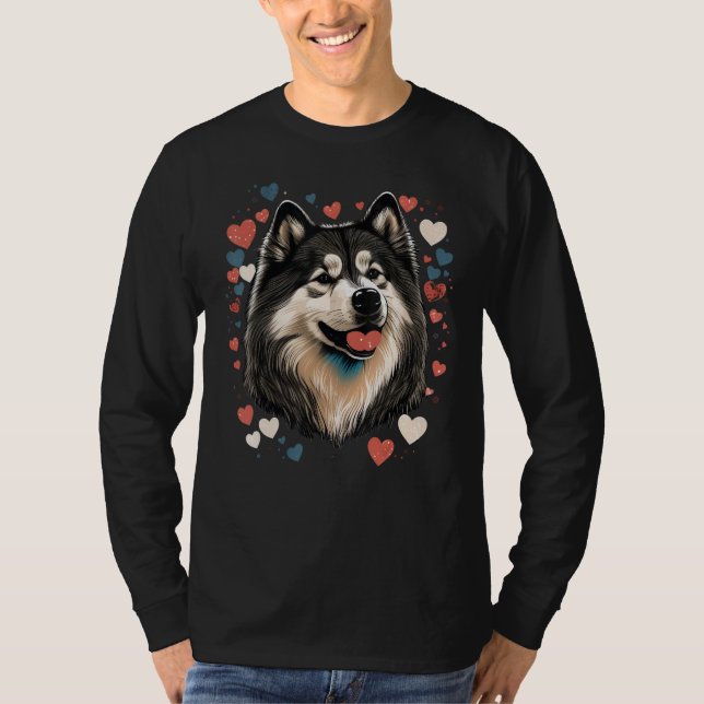 Camiseta Alaskan Malamute Love Valentines Day Alaskan Malam (Frente)
