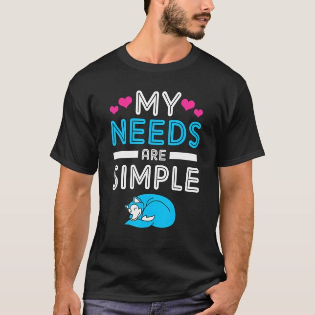 Camiseta Alaskan Malamute Minhas Necessidades São Simples (Frente)