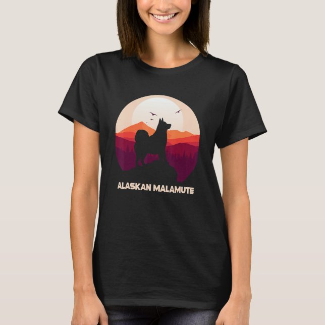 Camiseta Alaskan Malamute Moon and Halloween 1 (Frente)