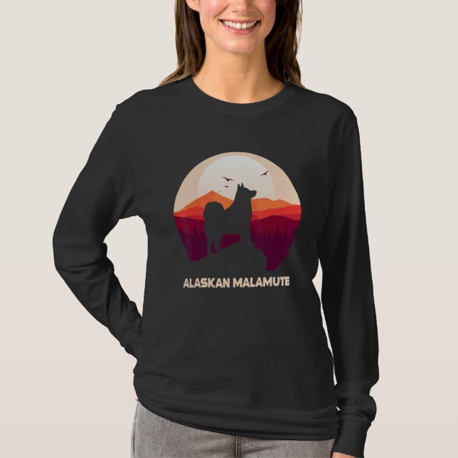 Camiseta Alaskan Malamute Moon and Halloween 1 (Frente)