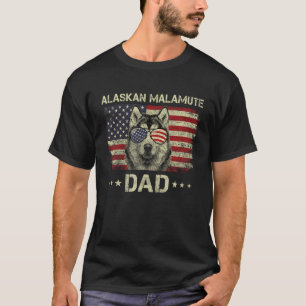 Camiseta Alaskan Malamute Pai Dog sobe bandeira americana 4