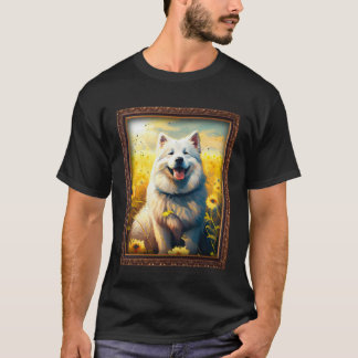 Camiseta Alaskan Malamute Painting Sunflower Flower Mom Wom