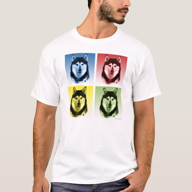 Camiseta Alaskan Malamute Pop Art (Frente)