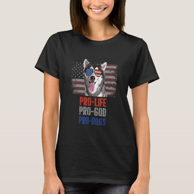 Camiseta Alaskan Malamute Pro Life Pro God Pro Cães (Frente)
