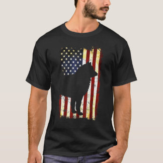 Camiseta Alaskan Malamute Silhouette American Flag 4th Of J