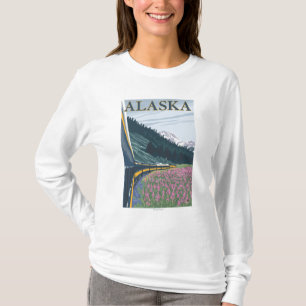 Camiseta AlaskaRailroad e viagens vintage do Fireweed