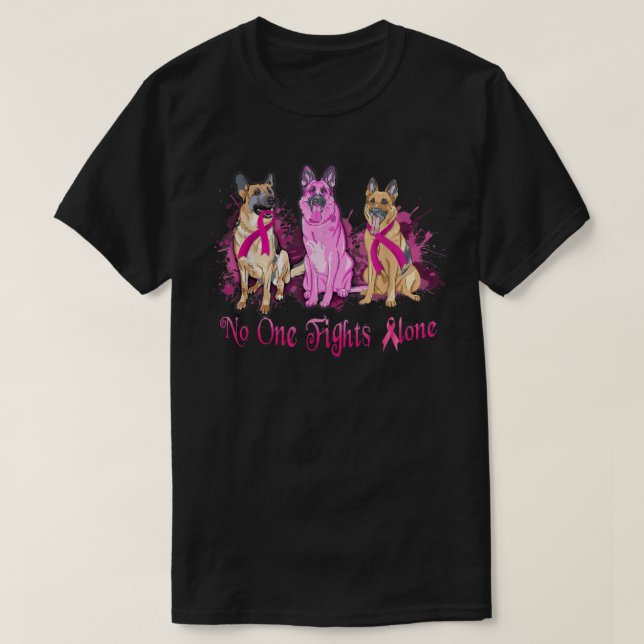 Camiseta Alavancas do Cancer da Fita Rosa-german shepherd (Frente do Design)