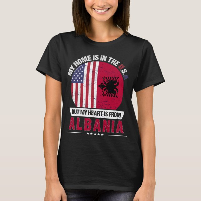 Camiseta Albanês American Heart é da Albânia Grown (Frente)