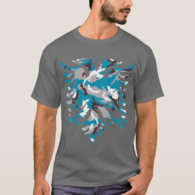 Camiseta Albanês azul Eagle de Camo (Frente)