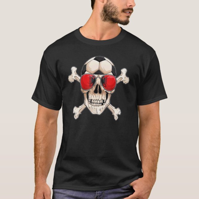 Camiseta Albanês de Piratas, jogador de futebol da Albânia (Frente)