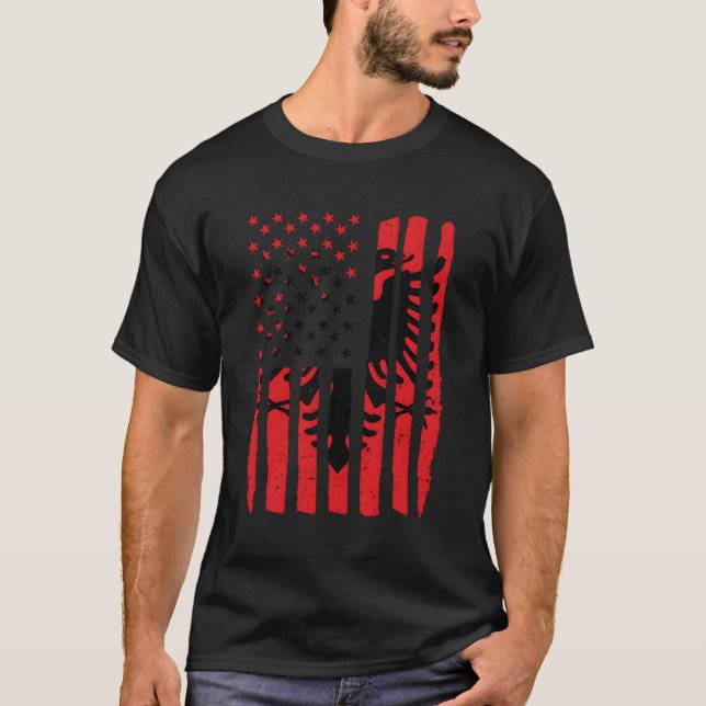 Camiseta Albanês dos Estados Unidos: Homens dotados de band (Frente)