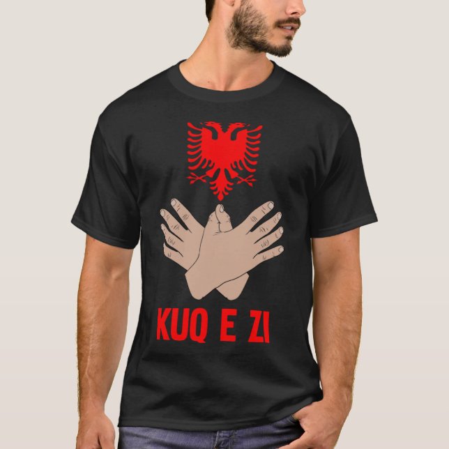 Camiseta Albanês Eagle - Sinal De Mão Para Albanês E Kosova (Frente)