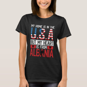 Camiseta Albanês Roots American Flag Albânia Heritage