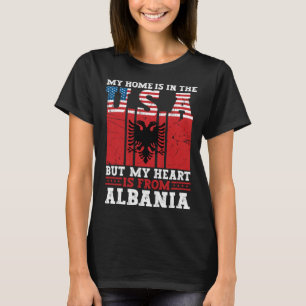 Camiseta Albanês Roots American Flag Albânia Patrimônio 1