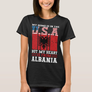 Camiseta Albanês Roots American Flag Albânia Patrimônio 1