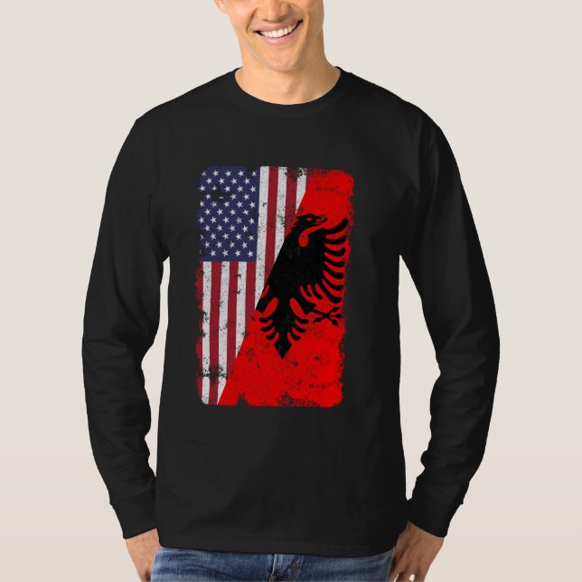 Camiseta Albânia Bandeira albanesa americana Orots Vintage (Frente)