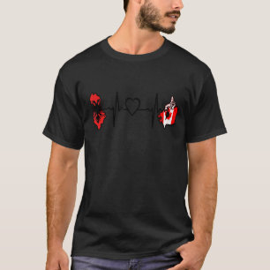 Camiseta Albânia Canadá Heartbeat Albanian Canadian Flag 1