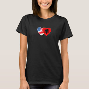 Camiseta Albânia e EUA Flag Twin Heart para a América alban