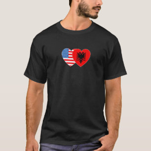 Camiseta Albânia e EUA Flag Twin Heart para a América alban