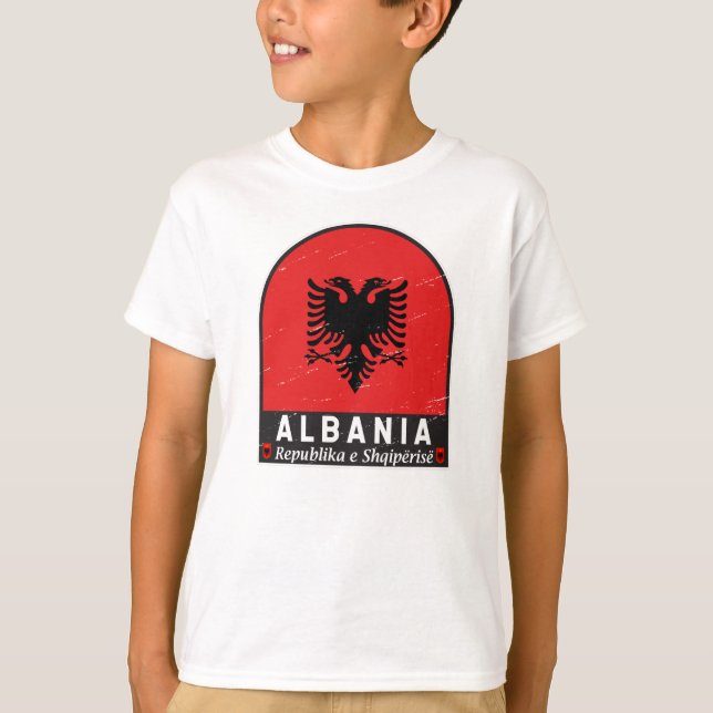 Camiseta Albânia Flag Emblem angustiado (Frente)