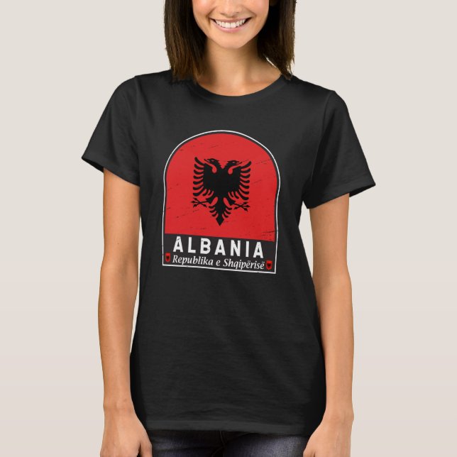 Camiseta Albânia Flag Emblem angustiado (Frente)