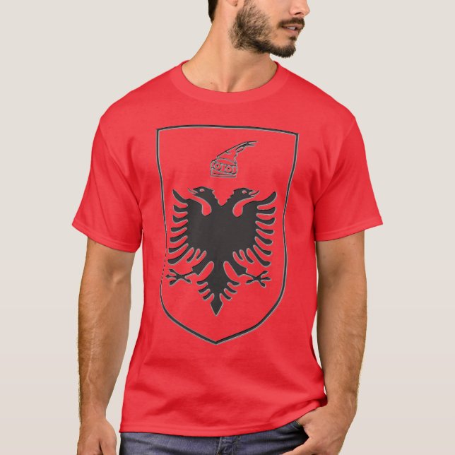 Camiseta Albania State emblema Black Steel (Frente)