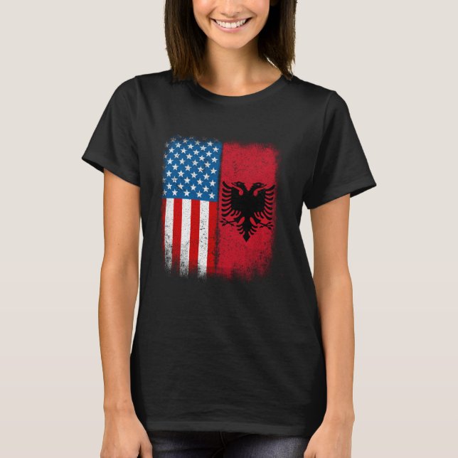 Camiseta Albanian American Flag Albania Flamuri Shqiptar Sh (Frente)