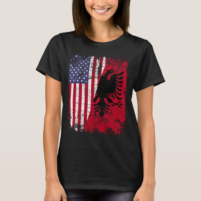 Camiseta ALBANIANO ROOTS Red Eagle Half American ALBANIA FL (Frente)