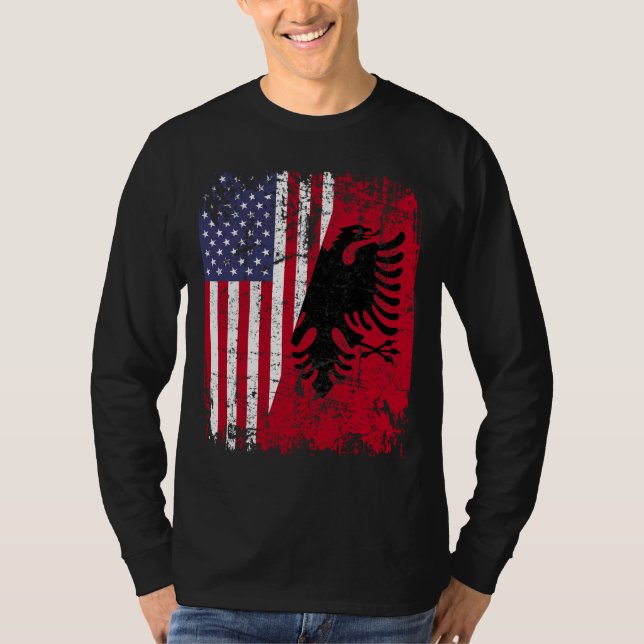 Camiseta ALBANIANO ROOTS Red Eagle Half American ALBANIA FL (Frente)