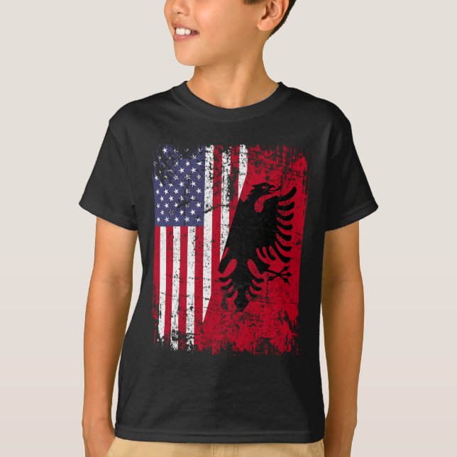 Camiseta ALBANIANO ROOTS Red Eagle Half American ALBANIA FL (Frente)
