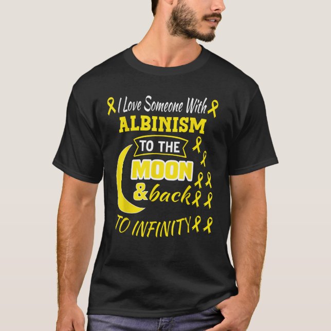 Camiseta Albinism Awareness Cute Moon Yellow Ribbon (Frente)