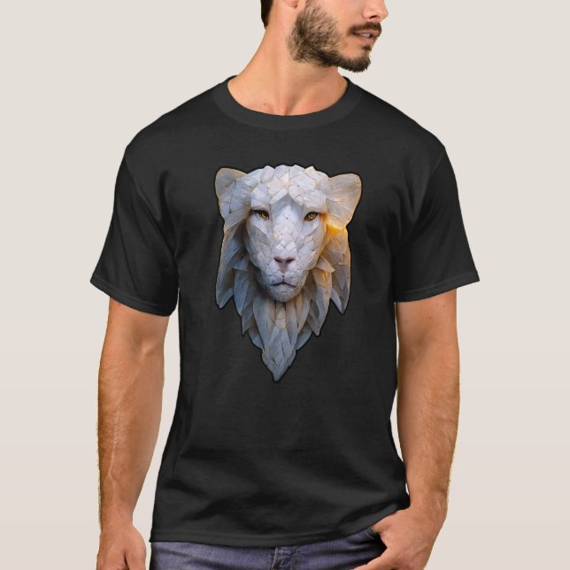 Camiseta Albino Lion Vector of Stoic Ethereal Leo with Feat (Frente)