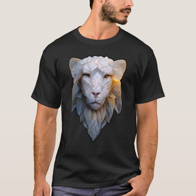 Camiseta Albino Lion Vector of Stoic Ethereal Leo with Feat (Frente)
